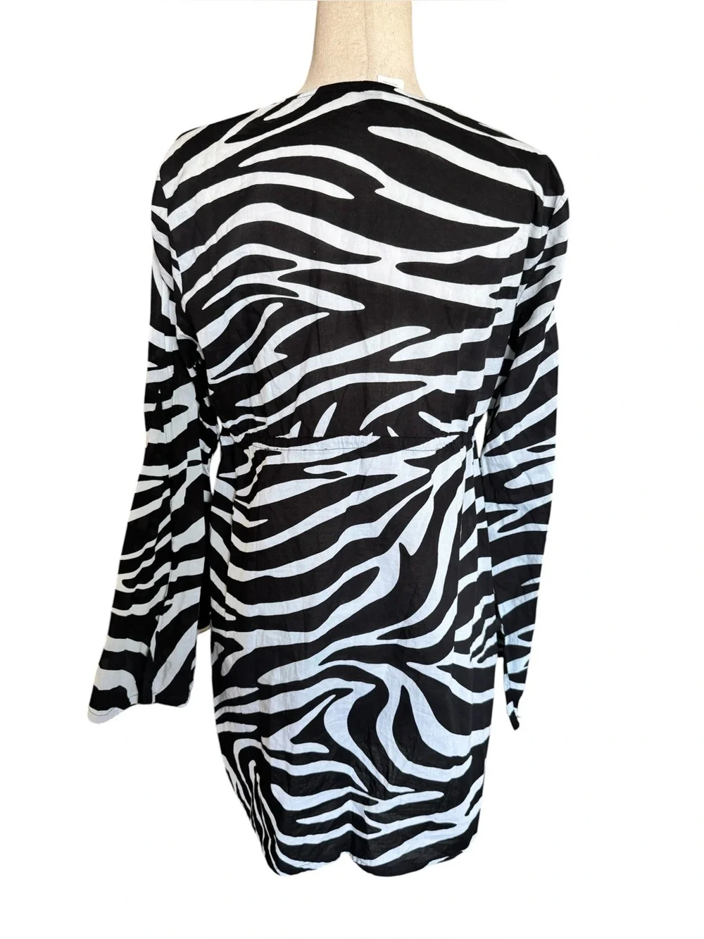 Vintage Lauren Ralph Lauren Black & White Zebra-Print Tunic Swim Coverup Dress